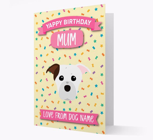 Personalised Card 'Yappy Birthday Mum' with {breedCommonName} Icon